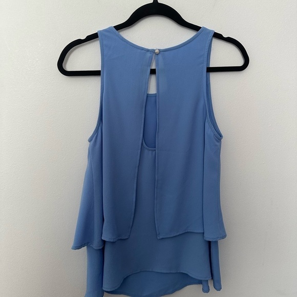 Everly Top Blouse Blue Sleeveless Summer Festival Flowy Top minimalist Spring - Picture 8 of 14